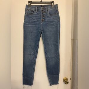 JCREW 10” high rise  button fly skinny distressed jeans 28 women’s